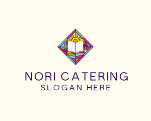 Religious Book Stained Glass logo design