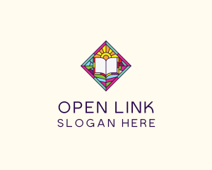 Religious Book Stained Glass logo design