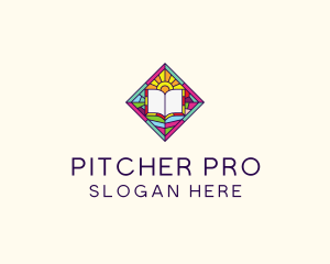 Religious Book Stained Glass logo design