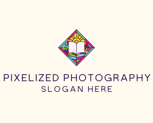 Religious Book Stained Glass logo design