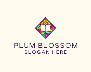 Religious Book Stained Glass logo design