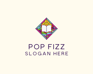 Religious Book Stained Glass logo design