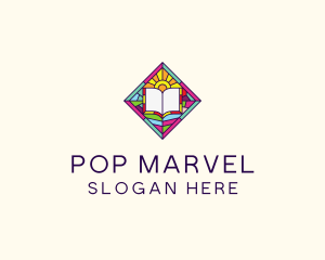 Religious Book Stained Glass logo design