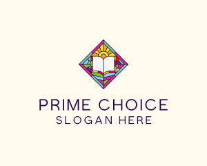 Religious Book Stained Glass logo design