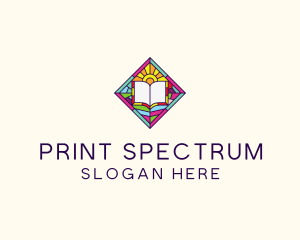 Religious Book Stained Glass logo design