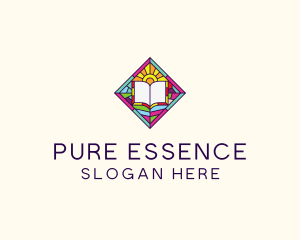 Religious Book Stained Glass logo design