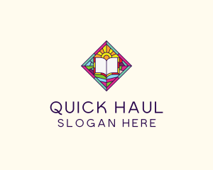 Religious Book Stained Glass logo design