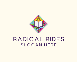 Religious Book Stained Glass logo design