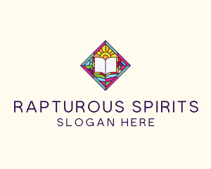 Religious Book Stained Glass logo design