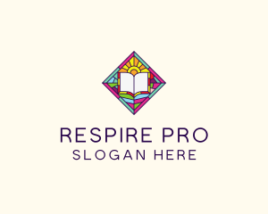 Religious Book Stained Glass logo design