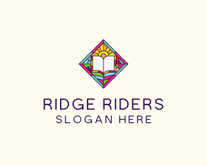 Religious Book Stained Glass logo design