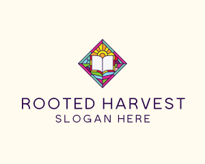 Religious Book Stained Glass logo design