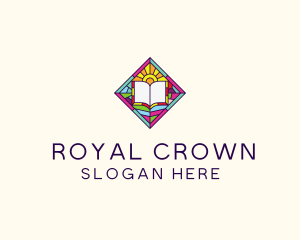 Religious Book Stained Glass logo design