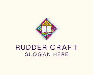 Religious Book Stained Glass logo design