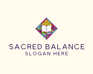 Religious Book Stained Glass logo design