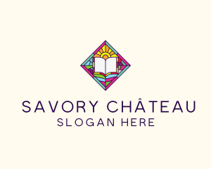 Religious Book Stained Glass logo design