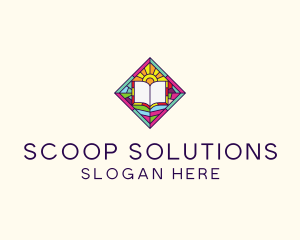 Religious Book Stained Glass logo design