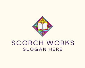 Religious Book Stained Glass logo design