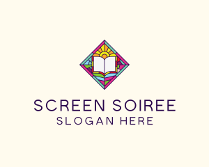 Religious Book Stained Glass logo design