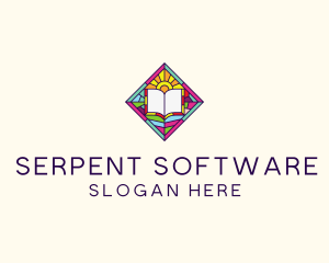 Religious Book Stained Glass logo design