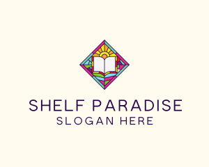 Religious Book Stained Glass logo design