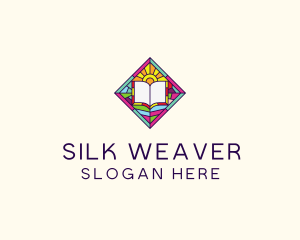 Religious Book Stained Glass logo design