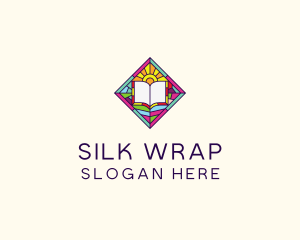 Religious Book Stained Glass logo design