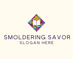 Religious Book Stained Glass logo design