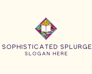 Religious Book Stained Glass logo design