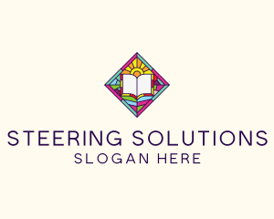 Religious Book Stained Glass logo design