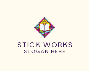 Religious Book Stained Glass logo design