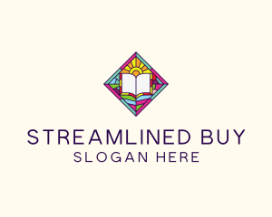 Religious Book Stained Glass logo design