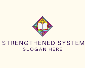 Religious Book Stained Glass logo design