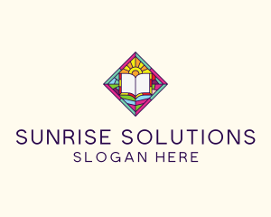 Religious Book Stained Glass logo design