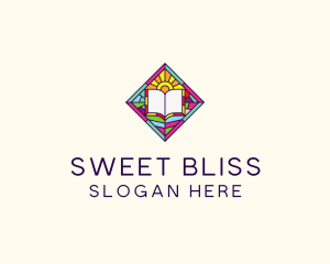 Religious Book Stained Glass logo design