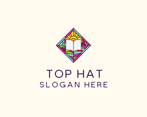 Religious Book Stained Glass logo design