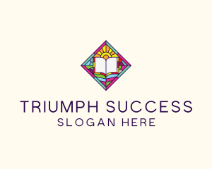 Religious Book Stained Glass logo design