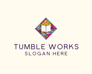 Religious Book Stained Glass logo design