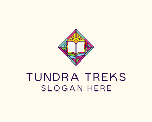 Religious Book Stained Glass logo design