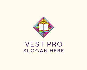 Religious Book Stained Glass logo design