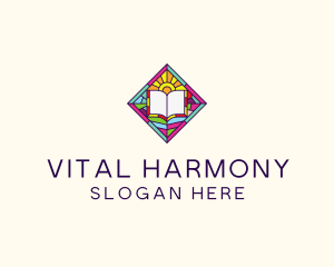 Religious Book Stained Glass logo design