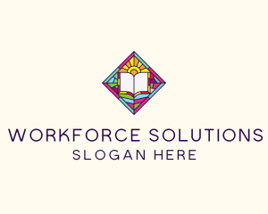 Religious Book Stained Glass logo design