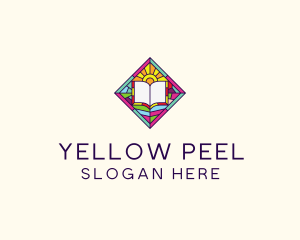 Religious Book Stained Glass logo design