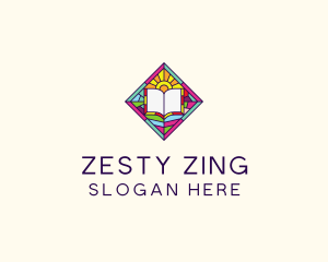 Religious Book Stained Glass logo design