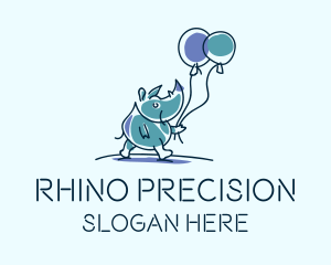 Rhino Balloons Doodle logo design