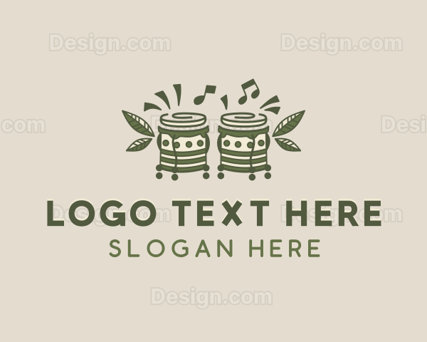 African Bongo Drum Instrument Logo