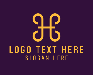 Golden Shield Letter H Logo