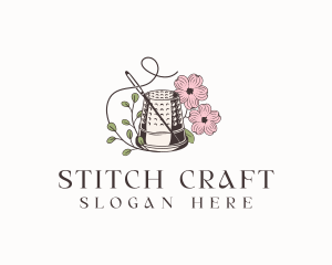 Floral Thimble Needle Sewing logo