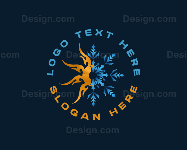 Fire Snowflake Temperature HVAC Logo