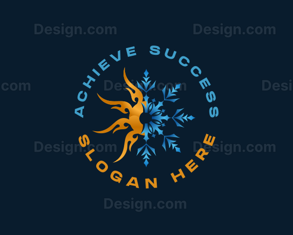 Fire Snowflake Temperature HVAC Logo